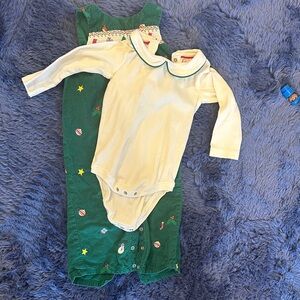 Green and Cream Baby Boden Christmas Set